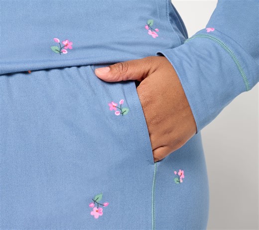 Cuddl Duds Cozy Jersey Henley Top and Jogger Pajama Set - QVC.com