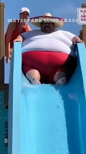 Epic Waterslide Crash. Whoops, she's okay. #funny #hilariousfails #waterpark #fluffyfriends #fat