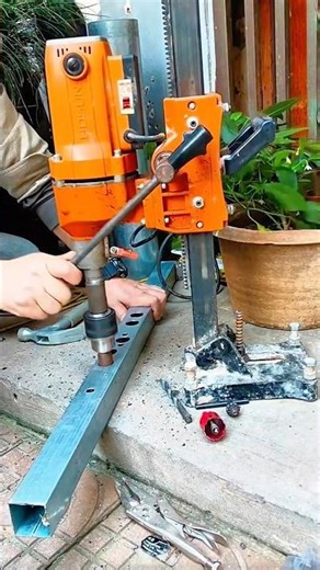 Precise Metal Drilling Process Using a Magnetic Drill Machine on a Steel Beam