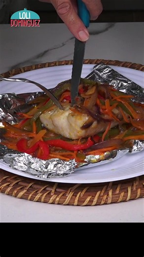 Bacalao con verduras en papillote — cena saludable fácil