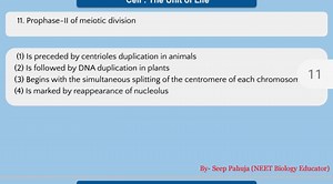 11. Prophase-II of meiotic divisionWhich of the following sta... | Filo