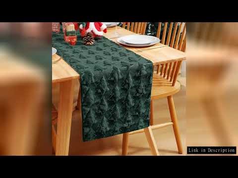 3D Green Christmas Tree Table Runner,Thickened Sequin Christmas Event Party Decor Holiday Dining Tab