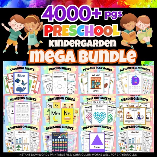 Preschool Learning Bundle: 4000  Activity Worksheets (digital Download) - Etsy