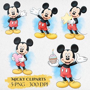 Baby Mickey Mouse Clipart, Mickey Mouse PNG, Birthday Mickey, Mickey Watercolor Clipart Set, Cute Cartoon, Baby Shower, Mickey Cliparts PNG - Etsy