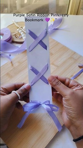 Elegant Purple Satin Ribbon Bookmark DIY | Handmade Bookmark Idea #ytshorts #shorts #bookmark