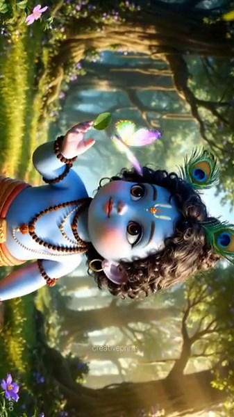 "Baby Krishna Playing with Butterfly 🦋 | Divine 3D Animation | Peaceful Cinematic Video"