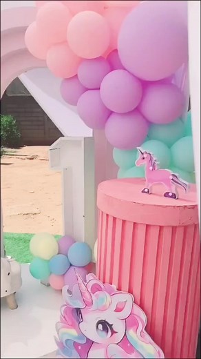 Unicorn-Themed Colorful Children's Party Setup