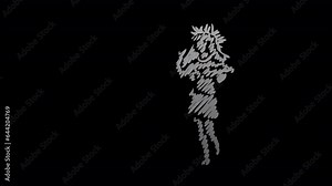 A Hand drawn Hawaiian Hula Dancing Girl with transparent (alpha) background Stock Video