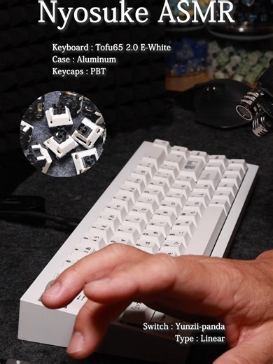 ASMR Tofu65 2.0 E-White Yunzii-panda ASMR typing sound test featuring the Tofu65 2.0 E-White with Yunzii-panda switches. Keyboard : Tofu65 2.0 E-White Case : Aluminum Keycaps : PBT Switch : Yunzii-panda Type : Linear First sound : Rainy75 Cherry MX Red Clean, unprocessed typing sound. No music, no sound effects — pure keyboard ASMR. Enjoy the smooth linear typing rhythm. #KeyboardASMR #MechanicalKeyboard #Tofu65 #Yunzii #PandaSwitch #LinearSwitch #TypingASMR #CustomKeyboardASMR