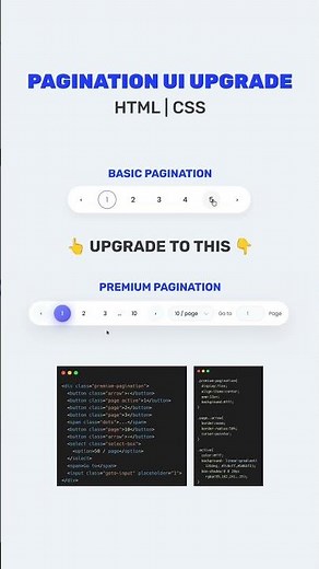 Pagination UI Upgrade 🤯 | Basic vs Premium | HTML CSS #webdesign #shorts