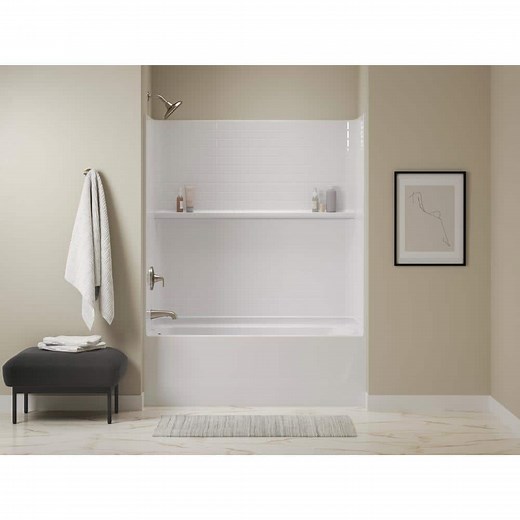 Reviews for Sterling Traverse 60 in. W x 60 in. H x 30 in. D 4-Piece Direct-to-Stud Alcove Bath Wall Surround in White | Pg 1 - The Home Depot