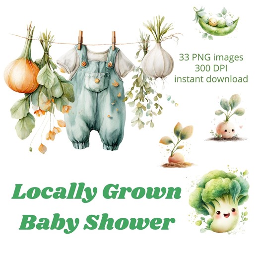Watercolor Vegetable Baby Shower Clipart, Garden Theme (digital Download - Etsy