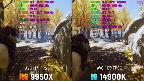 Ryzen 9 9950X vs Core i9 14900K - Test in 10 games