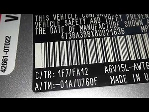 Toyota Venza Paint Code Location 2009 to 2017