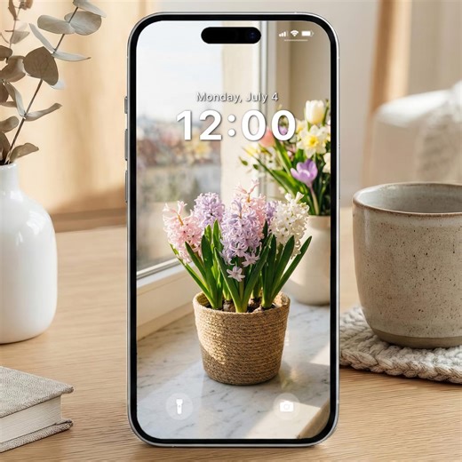 Spring Window Bloom iPhone Wallpaper – Minimal Aesthetic Floral Background | Calm Nature Phone Wallpaper - Etsy