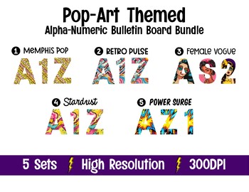 Pop-Art Themed Alpha-Numeric Bulletin Board Bundle: 5 Sets!