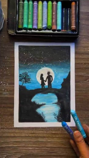 This Moon Scene Took Hours 🌙✨ #shorts #art #drawing