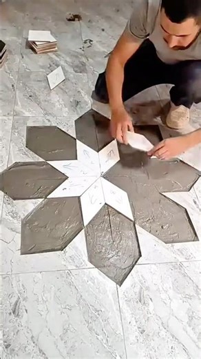 Tile Installation in a Decorative Star Pattern Design