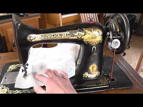 Singer 15K Sewing Machine, in treadle cabinet