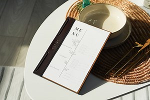 A5 Leather Menu Cover: Wooden Restaurant Menu Holder, Custom Logo - Etsy