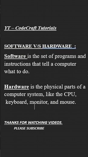 software vs Hardware || What is Software and Hardware || computer Tutorial for beginners|| #shorts