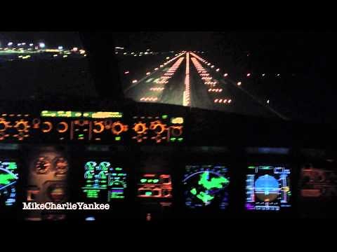 Airbus A320 Night landing in Venice (Cockpit View)