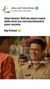 245 reactions | Interviewer: Tell me about some skills that are not mentioned in your resume. My friend:  #funnyvideos #viralmemes #trendingsongs #corporatereels #corporatememe #worklife #boss #employee #office #fblifestyle #theoffice #officememe #officeculture #officereel #corporatelife #viralreels #comedy #trendingreels #funnyreels #college #engineering #trendingvideo #friday #explore #explorepage #viralvideos #officefunny #manager | Jobs and Internships | Facebook