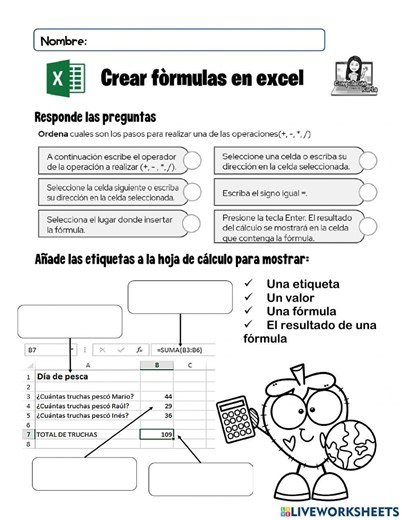 Formulas en Excel online worksheet