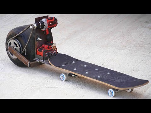 Homemade DRILL Electric Skateboard !?