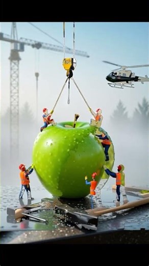 Mini Workers Repairing a Giant Apple | Tiny World Magic ✨ #tinyworld