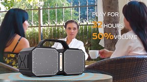 BUGANI Shock Bluetooth Speaker, Portable Bluetooth 5.3, Waterproof, 60W Super Power, Outdoor Speaker, Black(New Model)