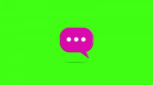 3D Pink chat bubble animated video with green screen color background.