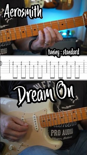 Dream On Guitar Riff by Aerosmith w/TABS #guitar #guitarcover #shorts