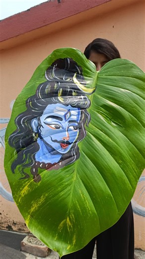 Acraliccolour Tree leaves mahadev painting🔱 #art #shortvideo #mahadevdrawing #acraliccolors #leave