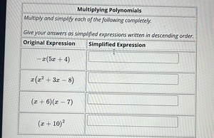 Multiplying PolynomialsMultiply and simplify each of the follo... | Filo