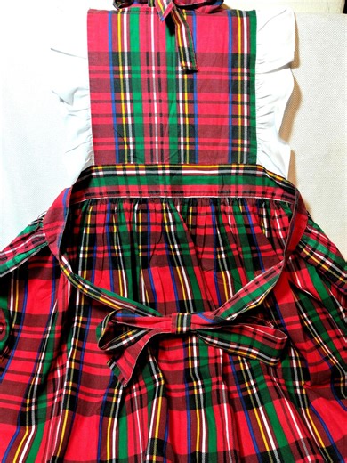 Vintage Plaid Apron Red Green Blue Yellow White Ruffle Edge - Etsy