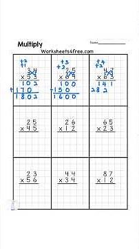 2×2 Digit Multiplication Worksheet Practice ✅💯 #multiplication #mathshorts #education #maths #math
