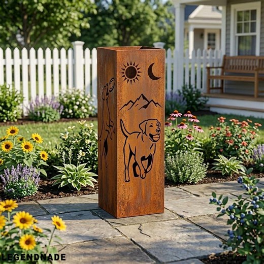 Custom Labrador Retriever Dog Metal Garden Column, Mountain Backyard Decor, Pet Owner Garden Sculpture Sign, Outdoor Dog Art - Etsy