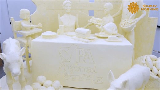 Check out this spread! This 1,000-pound butter sculpture will be featured during the The 2024 Farm Show at the Pennsylvania’s State Fair. The sculpture was crafted by Jim Victor and Marie Pelton of Conshohocken, PA. | CBS Sunday Morning