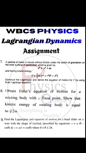 WBCS Optional Physics Assignment 🔥 Classical Mechanics ✨ #wbcs #wbcsphysics #wbcsc #wbcsexams #gate