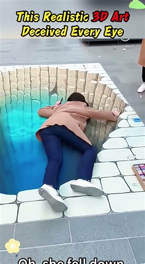 This 3D street art pranked EVERYONE#streetart #opticalillusion #artprank #public #mindblown#funny