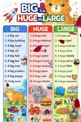 10 Powerful Ways to Use BIG, HUGE & LARGE | English Vocabulary Made Easy #learning #english