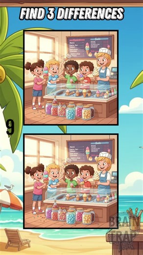 Colorful Ice Cream Shop Fun! 🍨🎉 #spotthedifferencegam #theowl#funny #puzzle #birdsong #trending