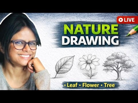 Nature Drawing in Pencil | Leaf, Flower & Tree for Beginners