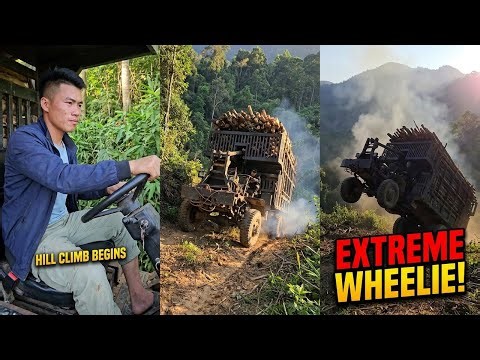 6-Engine Modified Truck Hauling Timber – Extreme Hill Climb Wheelie