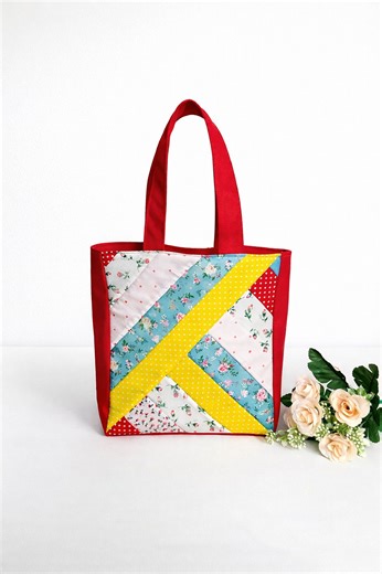 DIY Patchwork Totebag #sewing #quilting #crafting #totebag | Indah Sewing