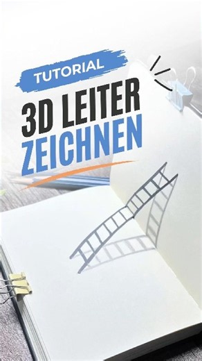 Easily draw a 3D illusion ladder. A quick experiment for your sketchbook