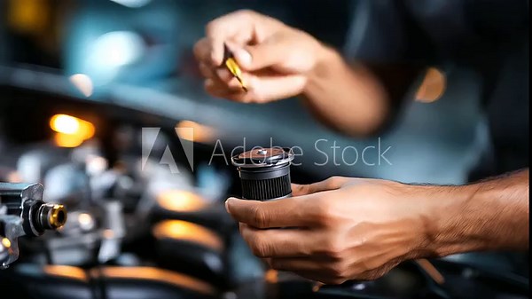 Fuel filter replacement, automotive fuel system, mechanic installing component, professional service procedure, undercarriage work activity, fuel delivery care, faceless hands work
