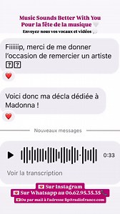 ✨📆 Pour la Fête de la musique, l’antenne de Fip devient votre boîte à lettres sonore. De 7h à 22h, on diffuse vos messages aux artistes qui font battre votre cœur 💌 🎙️ Pour participer : → Envoyez-nous un vocal ou une vidéo en DM → Via WhatsApp au 06.62.95.35.35 → Par mail à l'adresse : fip@radiofrance.com → Quand ? Cette semaine ! | FIP