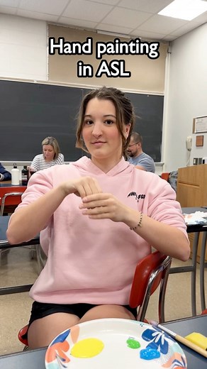 1.9M views · 59K reactions | Hand painting in ASL! #signlanguage #ASL #deafcommunity #studentlife #college 蘭Learn ASL Today: https://startsigning.today/pennstateslo | Sean Eden | Facebook